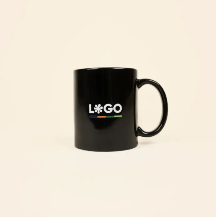 IRIS: Taza de cerámica negra. Impresión todo color