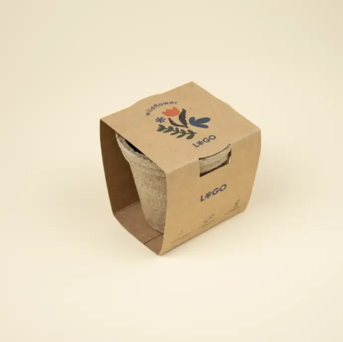 COCOON: Biodegradable coconut fiber planting kit. Full color printing