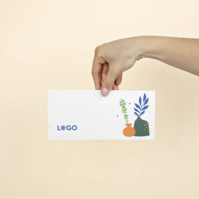 PAPEL PLANTABLE: Tarjeton americano DL. 21×10 cm.