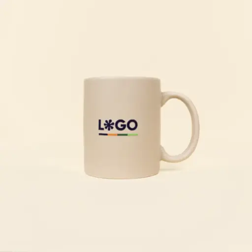 [004010] VANILLE: Beige ceramic mug. Full color printing